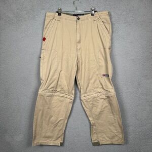 VTG Bugle Boy Pants Mens 36x30 Khaki‎ Convertible Wide Baggy Skater  Grunge Y2K